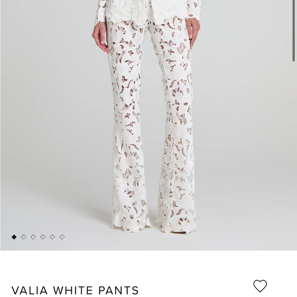 Nadine Merabi Valia Ivory Floral Lace Flare Pants